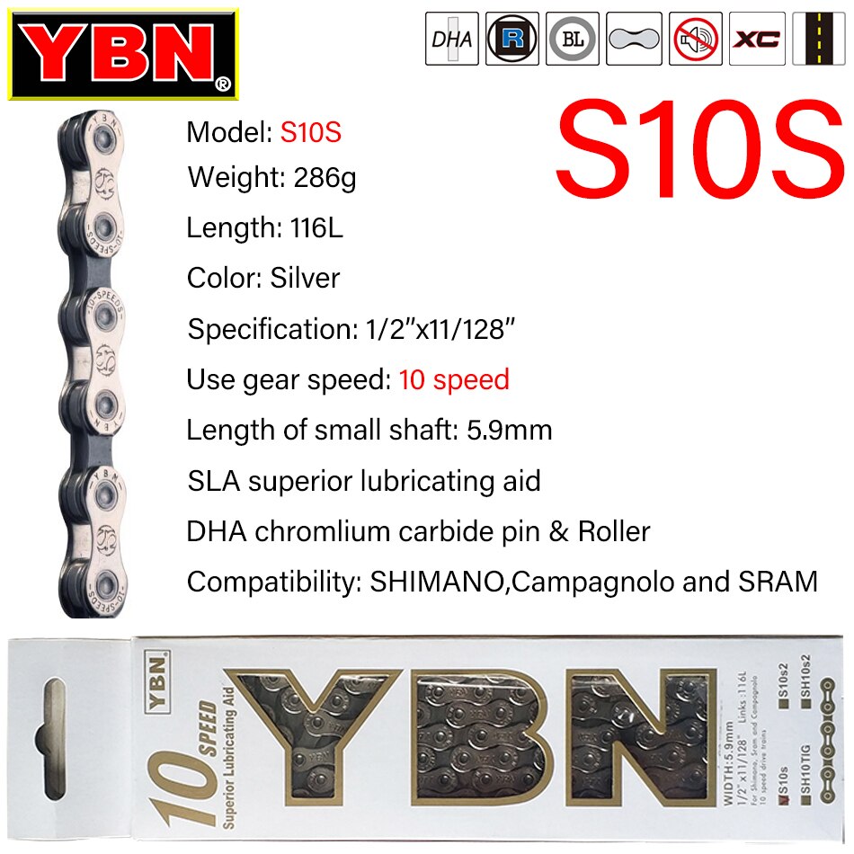 Ybn polkupyörän ketjut mtb maastopyörän chians 11 nopeus ontto polkupyörän ketju 116 lenkkiä hopea  s11s puuttuva lenkki  m7000 xt hengelle: 10s s10 116l