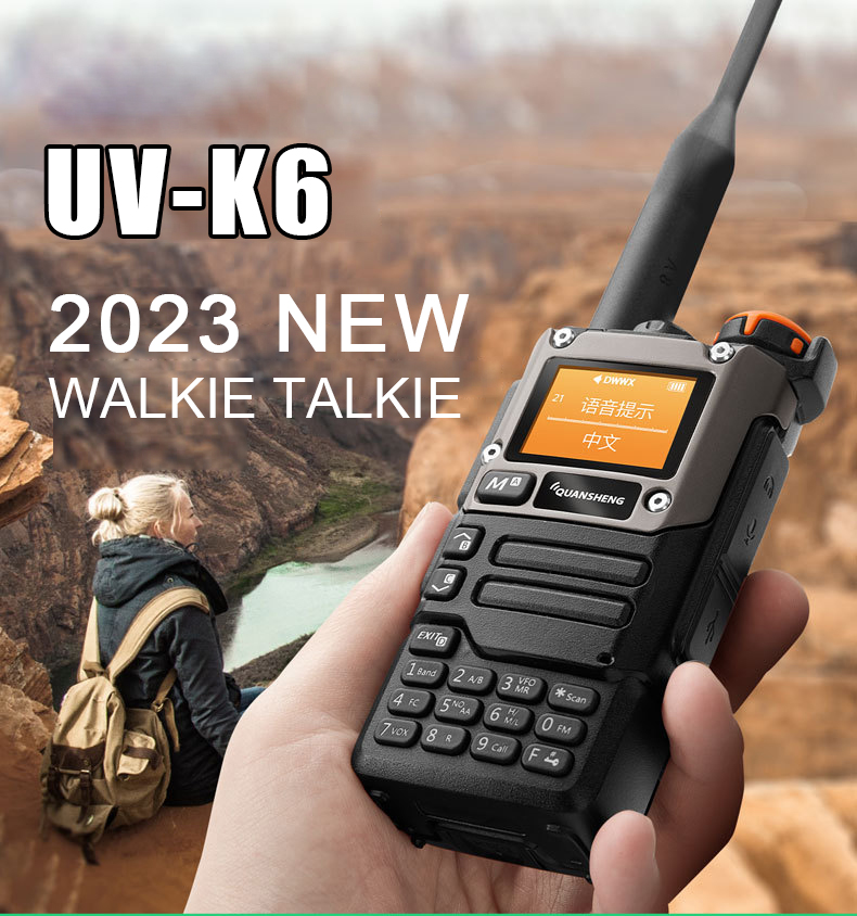 Quansheng uv -k6 walkie talkie 5w air band radio type c charge uhf vhf dtmf fm scrambler noaa wireless frequency two-way cb radio