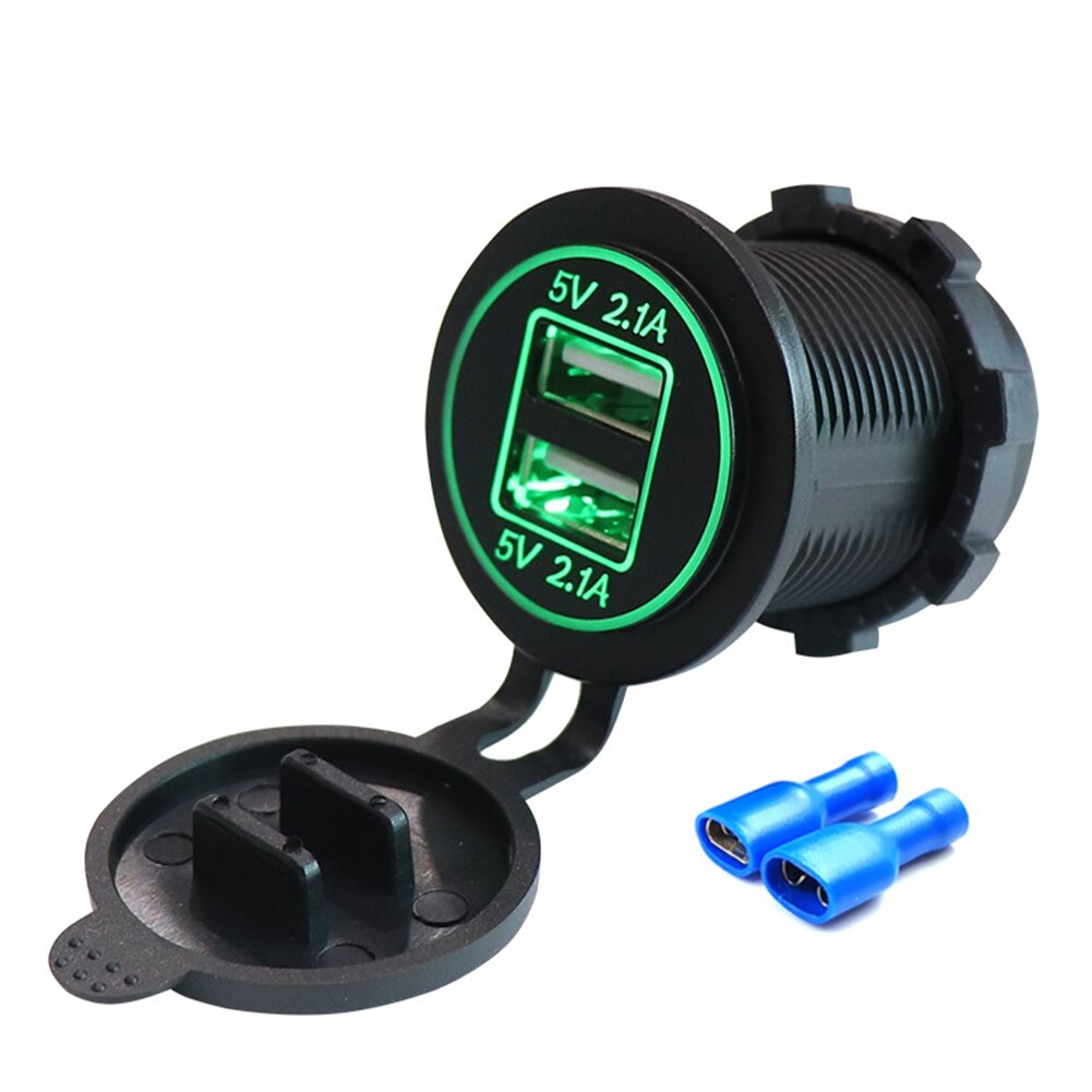 4.2A Dual Usb Autolader Dual Led Light Stopcontact Voor 12-24V Boot Rv