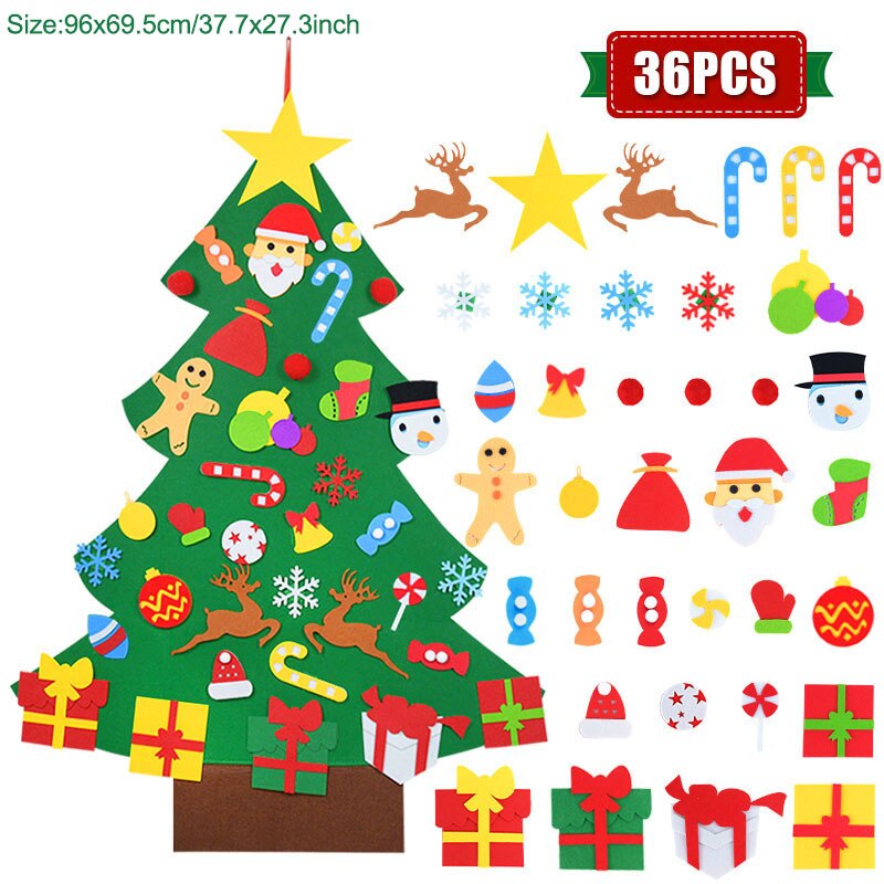 Børn gør-det-selv filt juletræ julepynt til hjemmet navidad år julepynt julemand juletræ: J -36 stk ornamenter