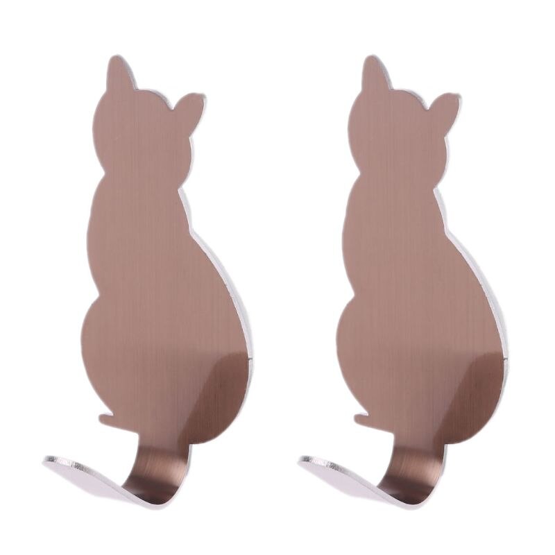Colgador de ropa de puerta de pared de acero inoxidable decorativo con forma de cola de gato, 2 uds., colgador de llaves, gancho, PXPC: Oro