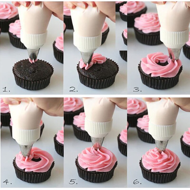 Multi-style keuken bakken taartdecoratie gereedschap siliconen glazuur spuitzak slagroom spuitzak roestvrijstalen spuitmond converter gereedschap