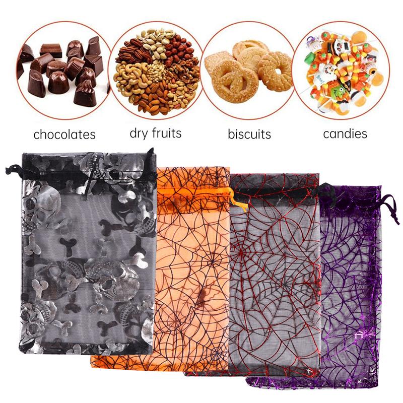 50 Stuks Halloween Candy Organza Zakjes Gaas Pouch Kleine Trekkoord Tassen