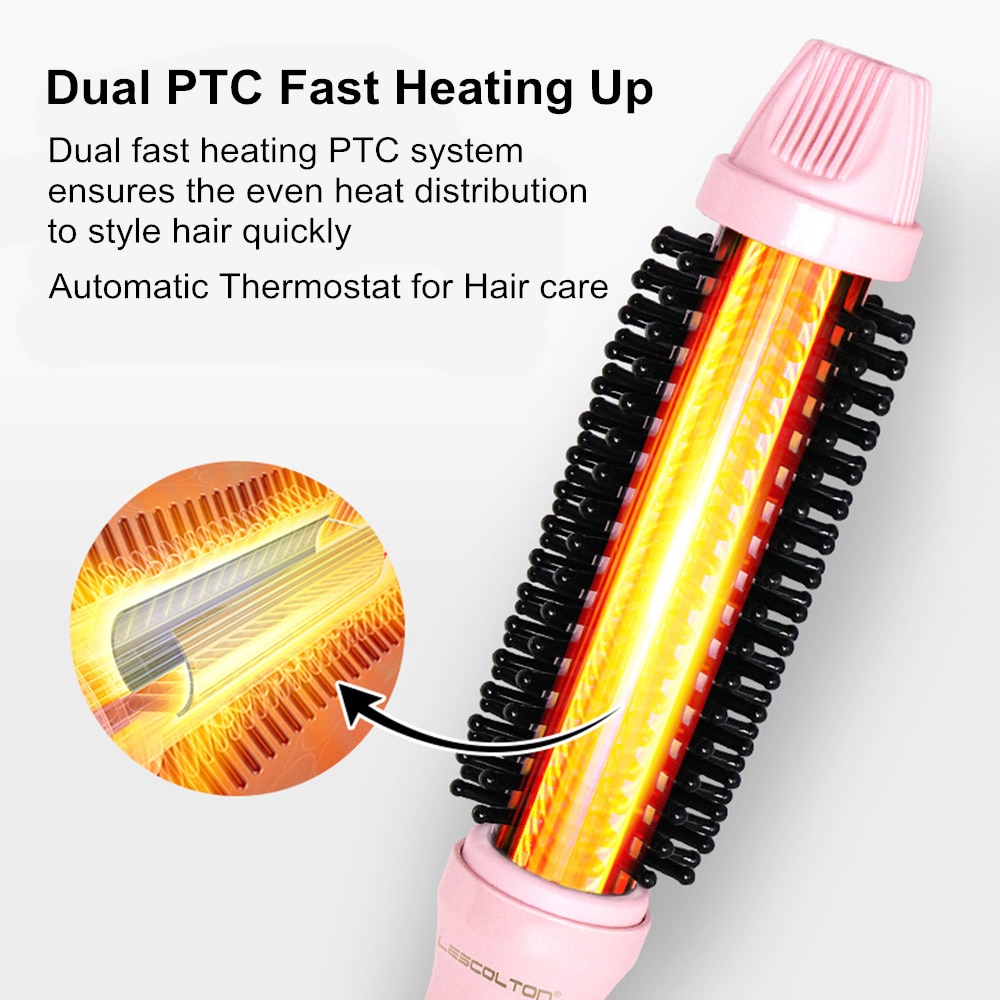 LESCOLTON Display 2 In 1 Ceramic Hair Straightener Comb Hair Curler Curling Roller Beauty Care Iron Brush Comb