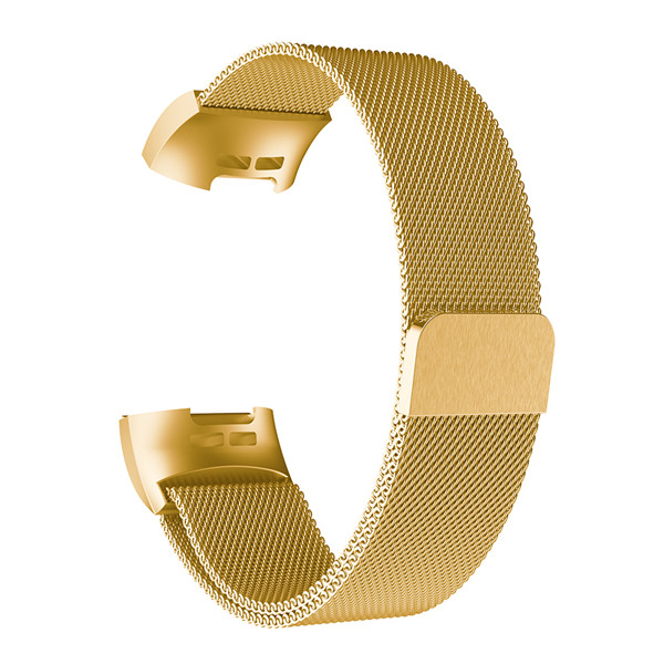 Correa de Metal para Fitbit Charge 3, repuesto de pulsera magnética de acero inoxidable sin tornillos: Gold / L
