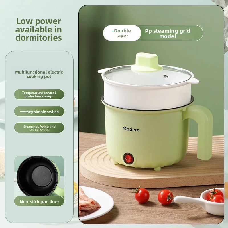 Multifunktionell elektrisk spisgryta liten kraftfull non-stick-gryta i rostfritt stål för kontorsbruk hushållsapparater 220v: Choklad / Jp