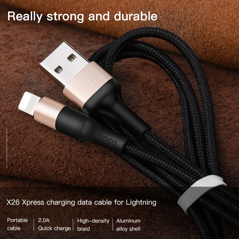 HOCO USB Kabel Voor iPhone 11X8 7 6 5 6s plus Snelle Oplaadkabel Telefoon USB Data kabel Voor Apple IOS 11 iPad USB Lader Kabel