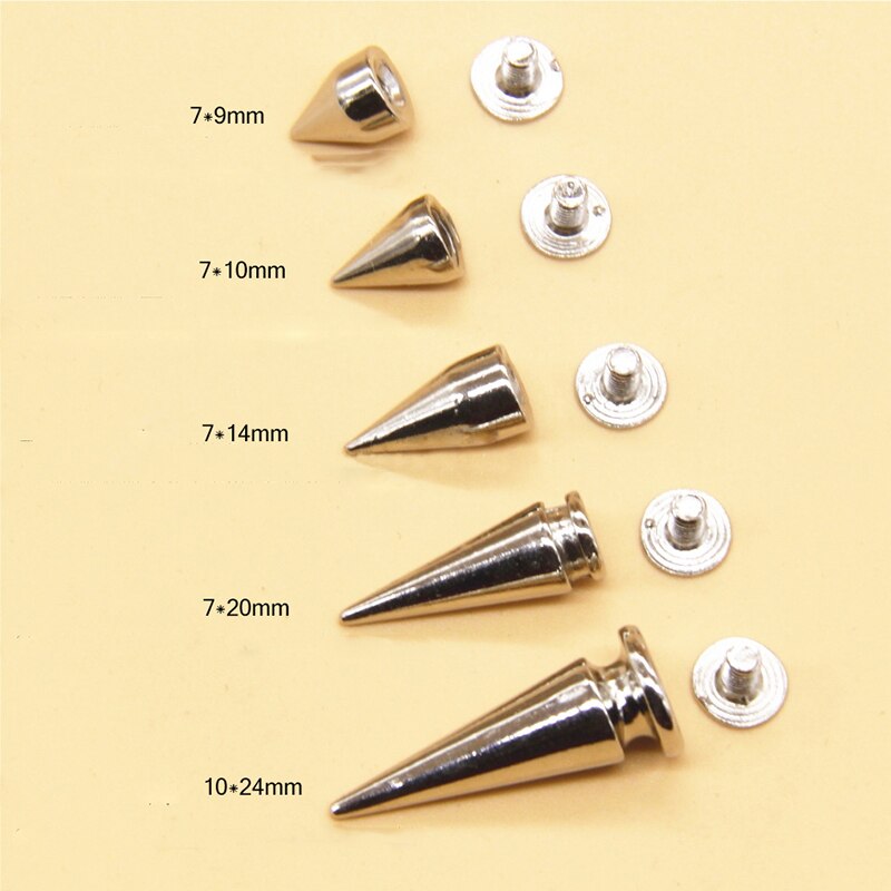 100 Stck/einstellen Silber 9-24mm Höer Konische Nieten Toolkit Flecken Kegel Schraube Metall Nieten Leder Niet kugel Spikes