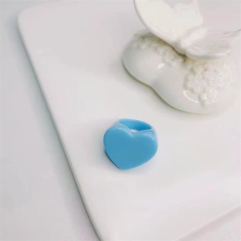 Sweet Charm Kleurrijke Hars Hart Hars Acryl Vinger Ringen Voor Vrouwen Meisjes Eenvoudige Zomer Partij Sieraden: 6