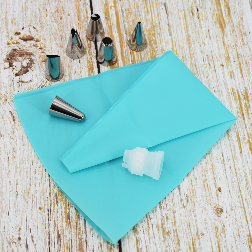 8 Teile/satz Silikon Gebäck Tasche Tipps Küche DIY Glasur Rohrleitungen Creme Wiederverwendbare Gebäck Taschen + 6 Düse einstellen Kuchen Dekorieren werkzeuge