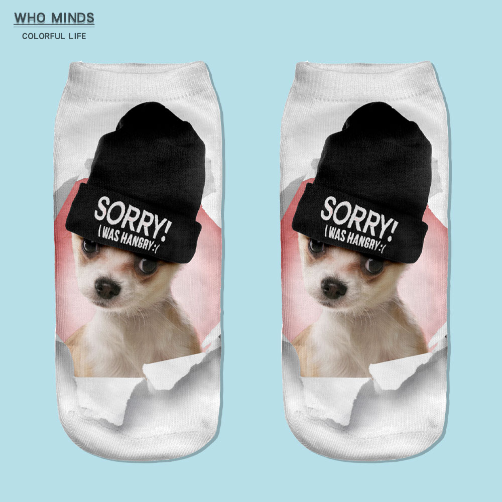 3pcs/Lot skarpetki Dog Sock Cute Floral Socks Women Harajuku Art Socks Funny Cotton Fasion Kawaii Ankle Happy Socks