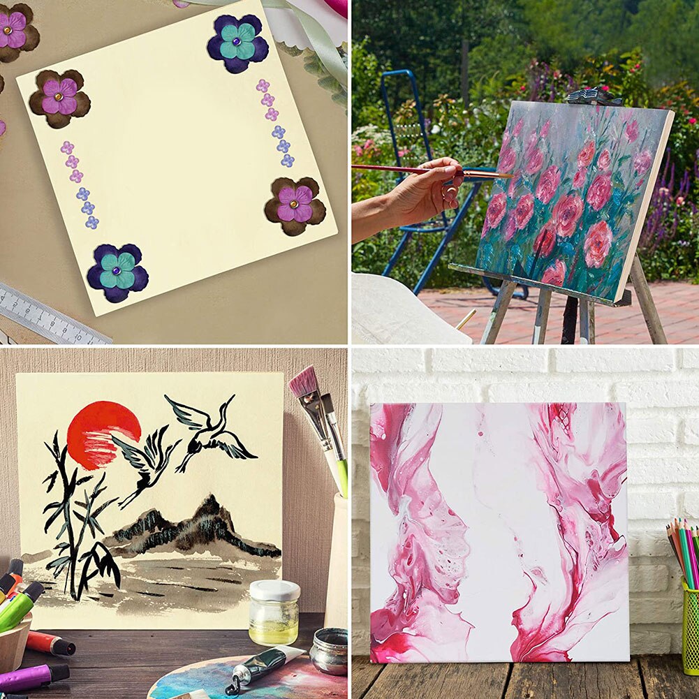 4PCS Picture Frame Wooden Canvas Painting Board Unfinished Cradle Panels 30x30cm For Kids Arts Craft Drawing DIY Wall Decor