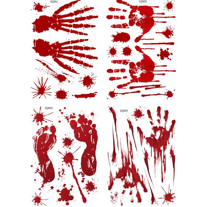 15Pcs Halloween Decoration Bloody Handprints Footprints Bloody Stickers for Shopping Malls, Window Glass,Parties,Etc