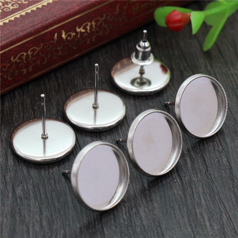 (Nooit Vervagen) 6/8/10/12/14/16/18/20 Mm Rvs Oorbel Basis studs Oor Cameo Instellingen Cabochon Base Tray Blank (Met Rug)