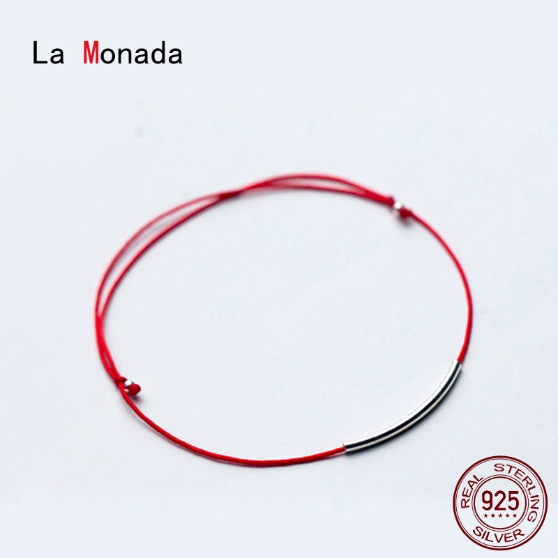 La Monada Rode Draad Voor Hand 925 Sterling Zilveren Armband Rode Draad String Touw Armbanden Voor Vrouwen Zilveren 925 Sterling zwart