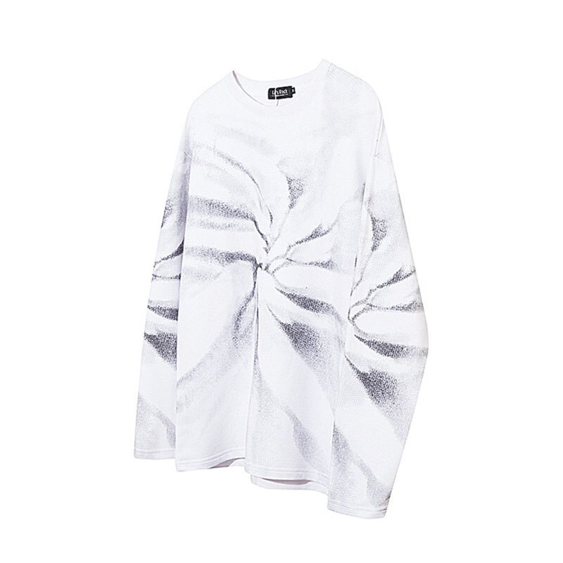 Unisex herre oversize genser med løs passform hip hop hettegenser skateboard sport uformelt bomullsblanding skjorte med rund hals