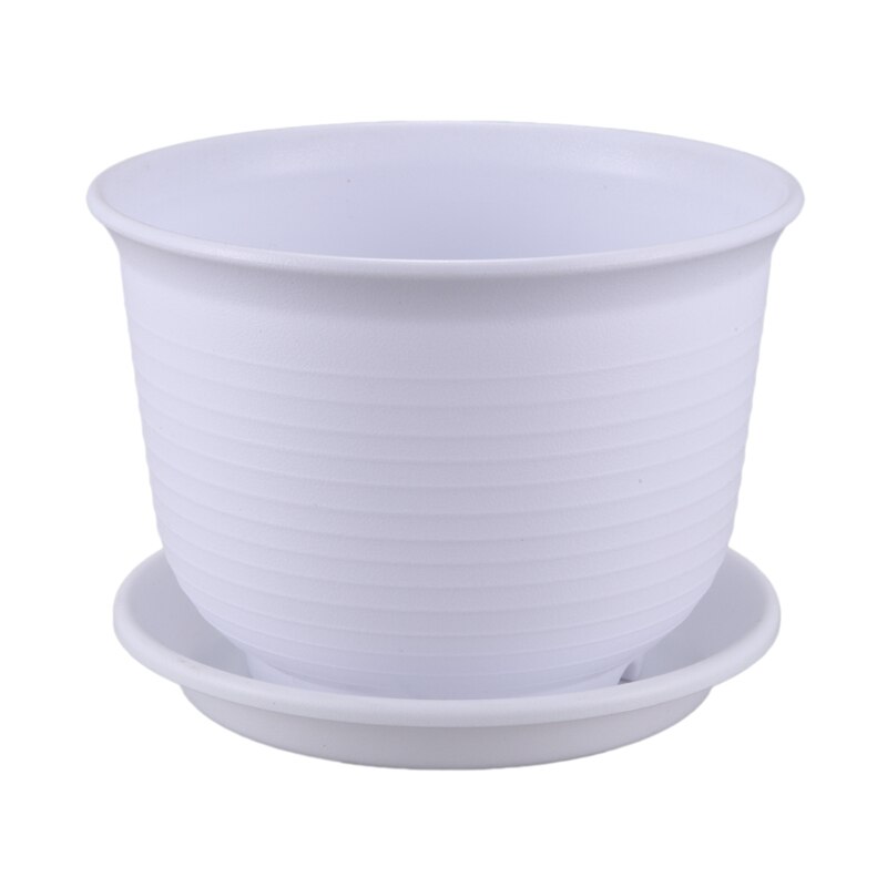 18.4cm kunststof plantenbakken met schotel, zaaibak met drainagegat voor bloemen en kruiden binnenshuis, 10 stuks
