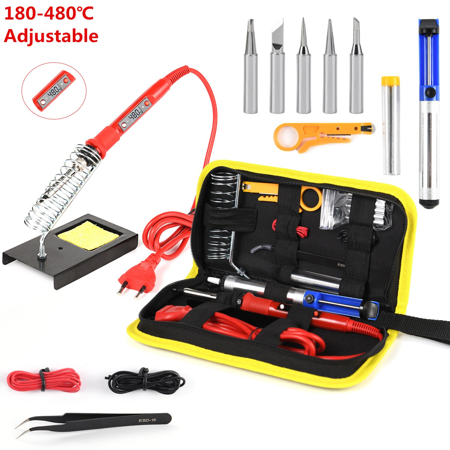 Letme Soldering iron with Digital multimeter kit Adjustable Temperature Auto Ranging AC/DC tester multimetro Welding Tool Kits: Silver / EU