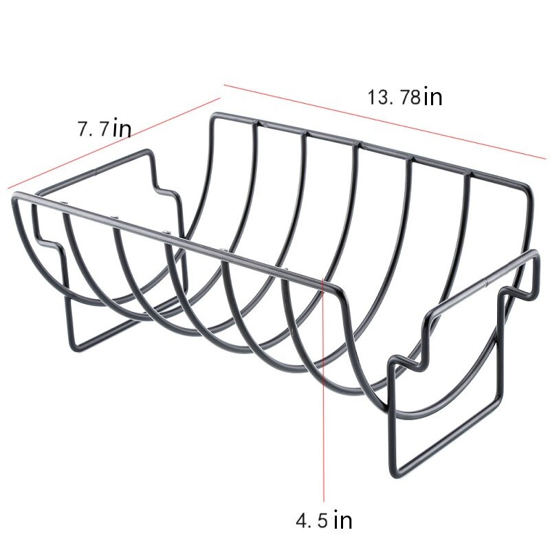 Non-Stick Rib Shelf Stand Barbecue Rib Roast Rack Stainless Steel Grilling BBQ Chicken Beef Ribs Rack Grilling Basket Grill Net