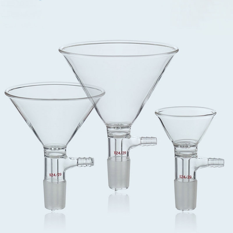 Embudo de succión de vidrio de borosilicato con orificio de filtro, Junta estándar esmerilada para herramientas de enseñanza de laboratorio, 1 unidad de 50mm de diámetro a 150mm, 19 #24 #