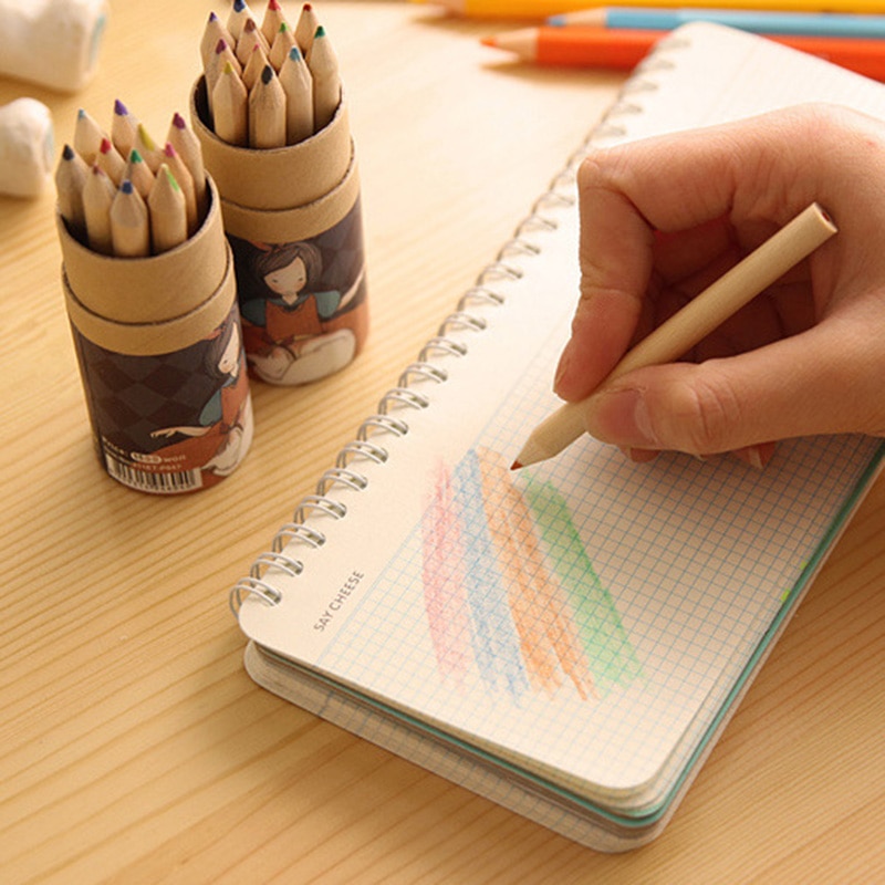 Juego de lápices de colores de madera con sacapuntas, 12 unidades por lote, lápiz de madera Natural para colorear, para dibujar, pintar, crayones