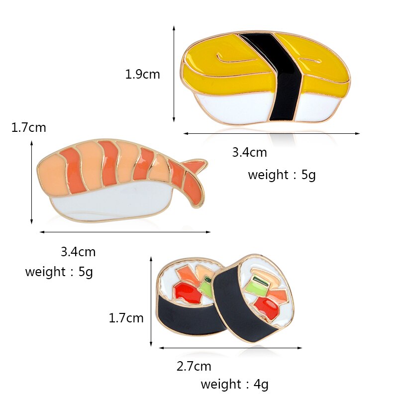 Japanische Küche Sushi Mittagessen Rolle Lachs Brosche Emaille Stift Jacke Rucksack Tasche Reflektierende Stift Abzeichen freundlicher