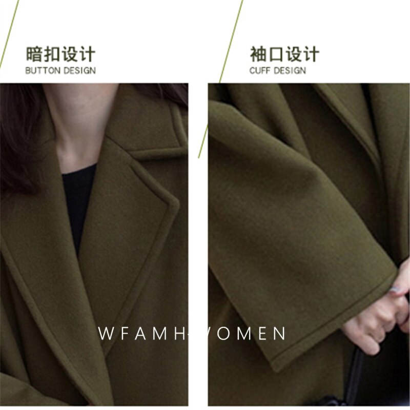 Löysä talvi plus koko naisten rento lämmin oversize pitkä trenssi takki kiinteä villatakki villatakki naisen naisten