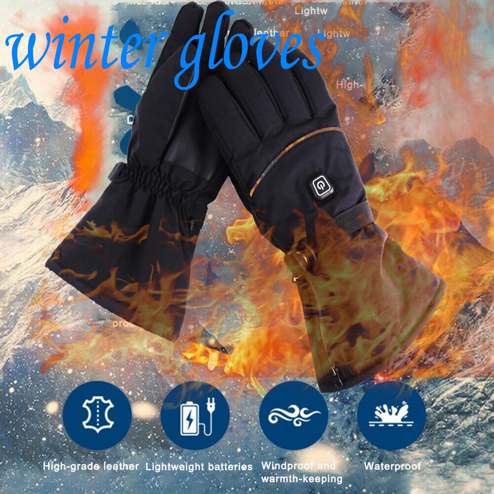 Motorcykel elektriske opvarmede handsker vinter varm termisk ski snowboarding handsker cykel vindtæt og varm ridning handsker #30