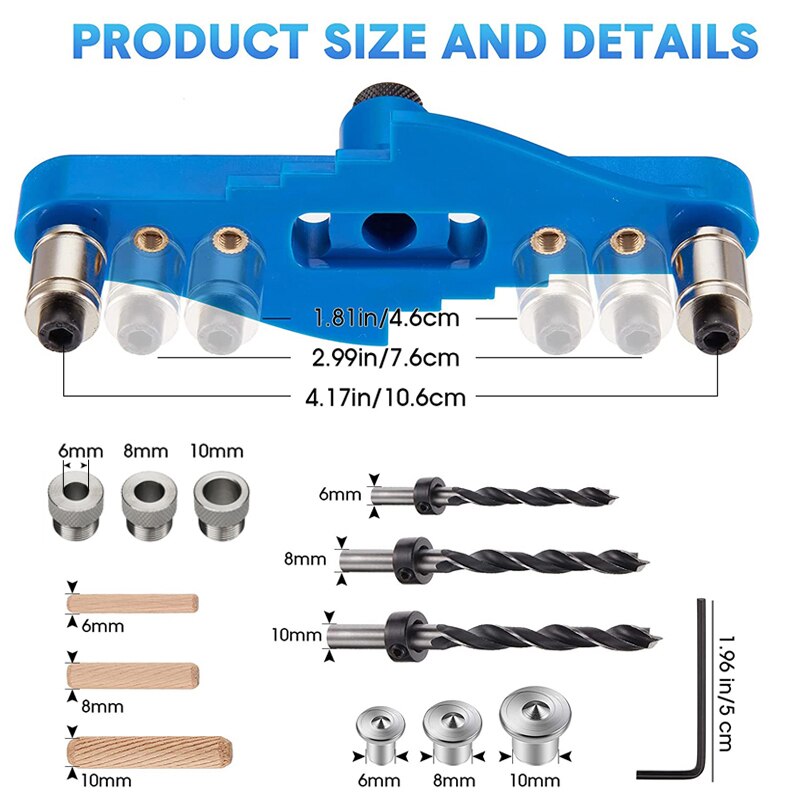 Zelfcentrerende Boren Gids Deuvel Jig Kit Verticale Tool Hout Boor Centrum Kraspen Pocket Gat Houtbewerking 2 In 1 Mouw gereedschap