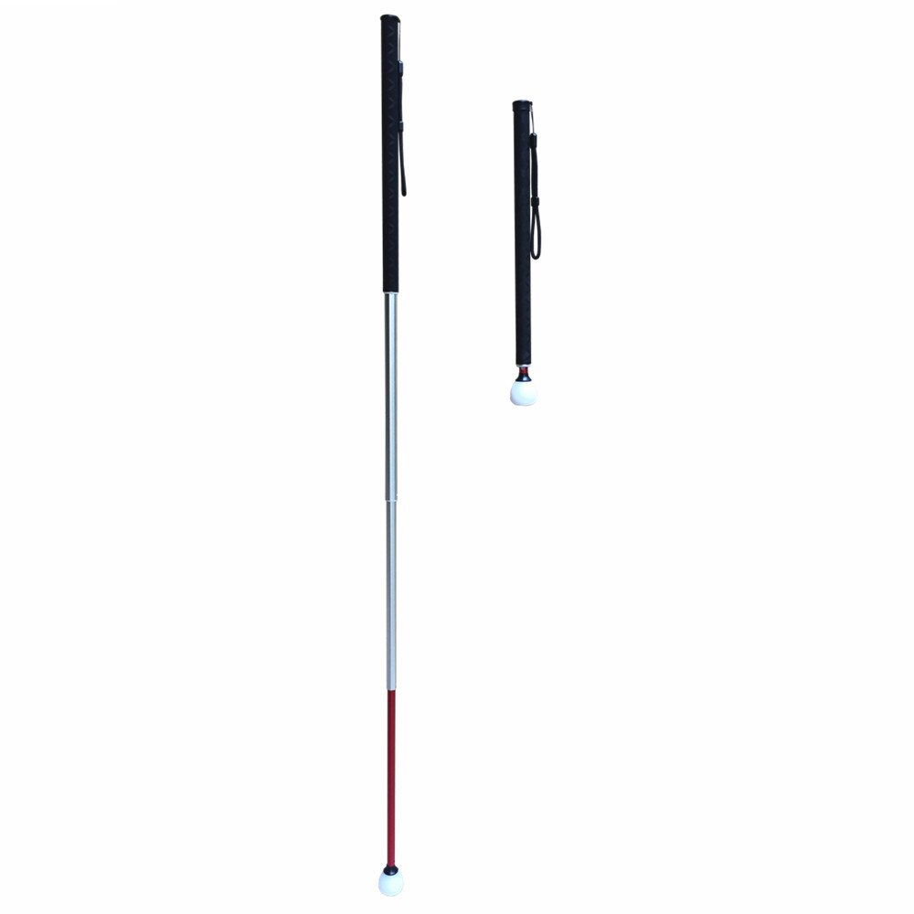 Aluminum Telescopic Blind Cane with Rolling Tip 39cm-123cm (15.4 inch-48.4 inch), with 2 Tips: Black