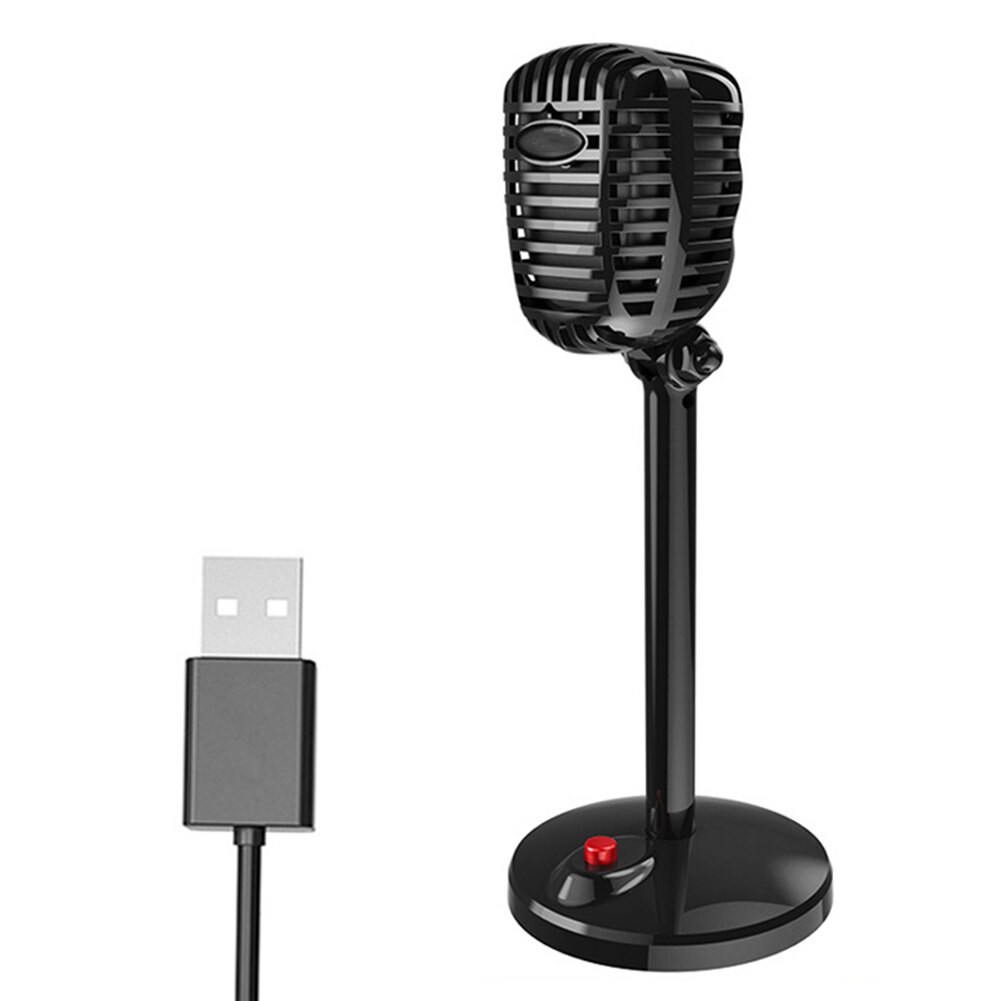 Desktop Microphone Stable Anti-noise 3.5mm USB Karaoke Retro For Computer Adjustable Angle Game Conference Home Multifunctional