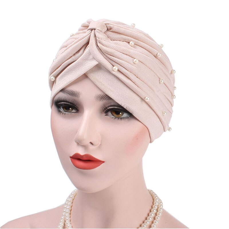 Shiny Pearl Head Scarf for muslim women turban bonnet hijab Caps white pearl Inner hijabs femme musulman arab wrap turbantes: 5