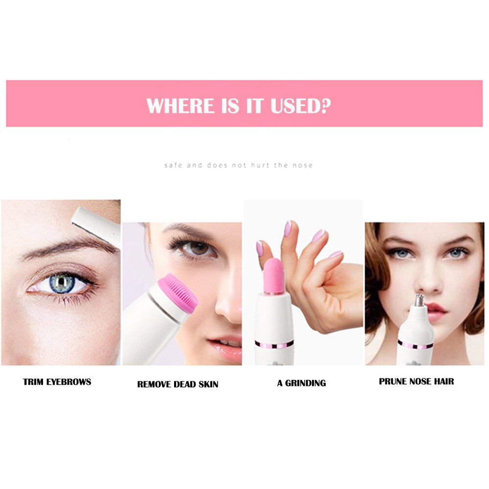 Kemei KM-2189 Electric Facial Cleansing Masage Brush 7 IN 1 Electric Female Epilator Waterproof Women's Shaver Facial Care Tool