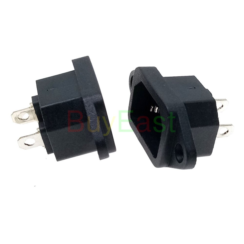 IEC C14 Male Panel Screw Mount Industrial Inlet Power Plug Socket AC250V 10A