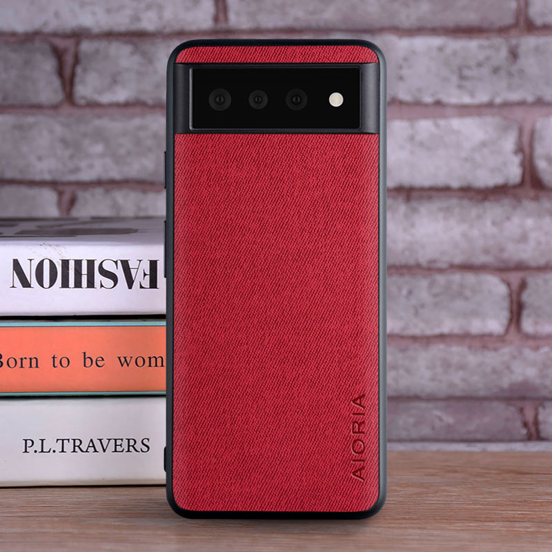 Case voor Google Pixel 6 Pro 6A coque Luxe textiel Lederen huid zachte TPU harde telefoon cover voor google pixel 6 case: Leer / Rood