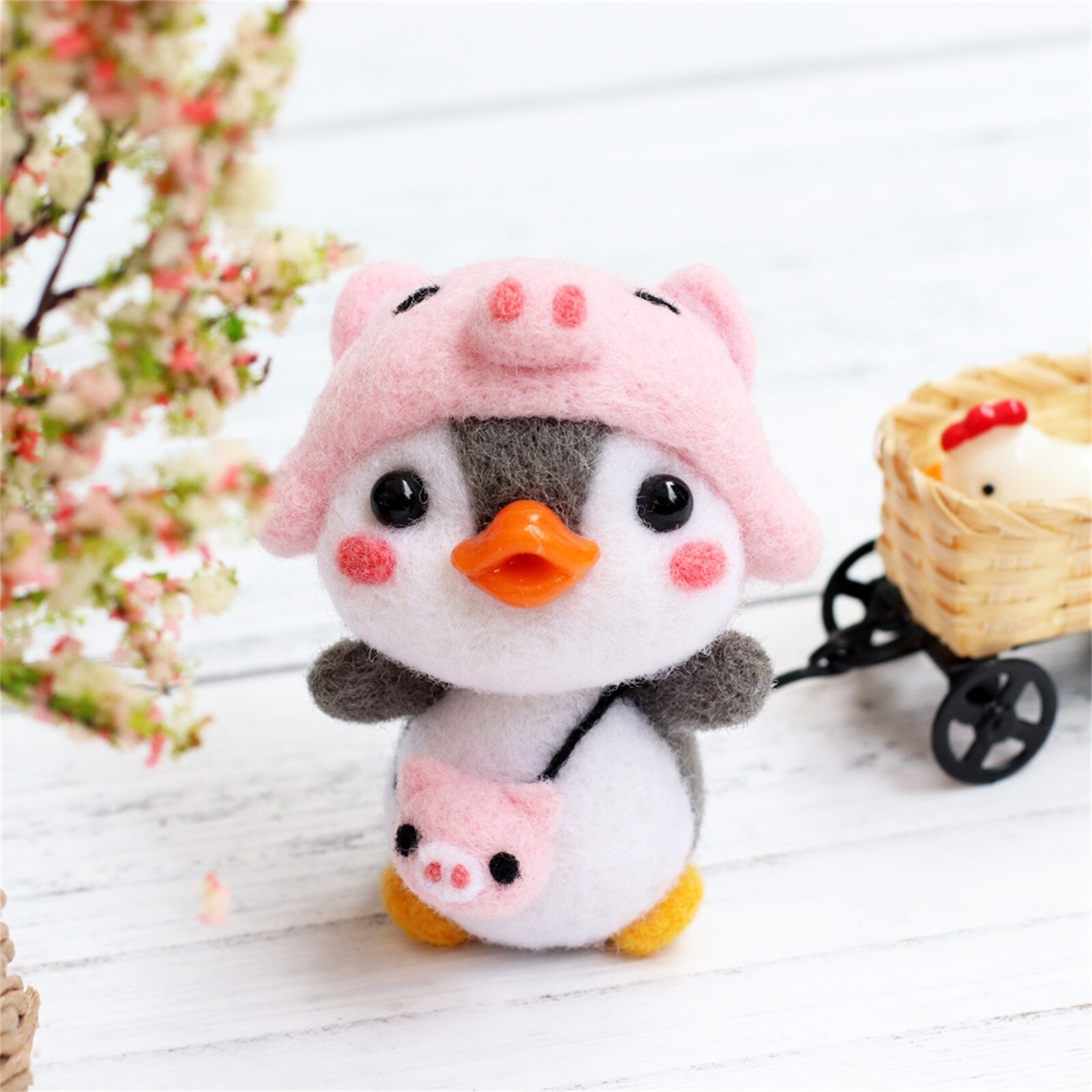 Leuke Pinguïn Patroon Handgemaakte Diy Poke Wol Vilt Materiaal Productie Pakket Kinderen Gevulde Pop Voor Kinderen Kinderen Pluchen Speelgoed: J