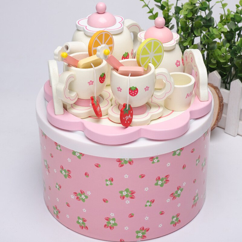 Houten Mini Theeservies Speelgoed Cup Theepotten Lade Voor Kinderen Kids Keuken Rol Playing Game JAN88