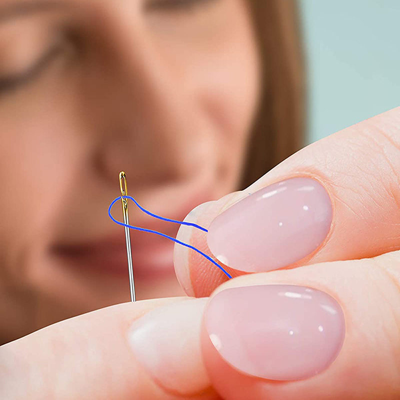 12pcs Self-Threading Sewing Needles Stainless Steel Quick Automatic Threading Needle Stitching Pins DIY Punch Needle Threader