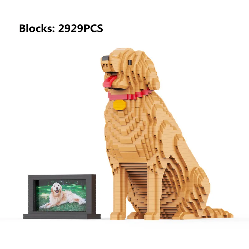 Mini Blocks Dog Realistic Animal Golden Retriever Kit Persian Ragdoll Cat STEM Educational Toy Home Decoration: black
