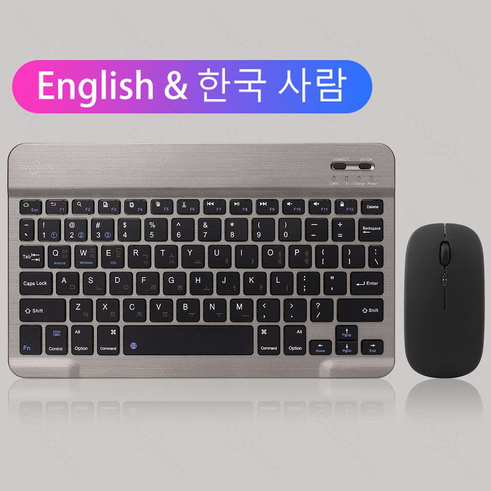 Korean Wireless Keyboard and Mouse Bluetooth Keyboard For iPad Pro 12 Tecaldo Bluetooth For Xiaomi Samsung iPad Keyboards: Korean Gray