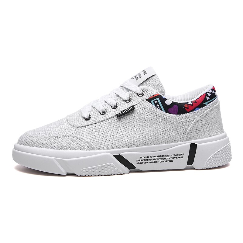 Refafa sneakers heren zomer linnen schoenen merk canvas schoenen heren ademende casual schoenen heren schoenen voor mannen menselijk ras: Wit / 7