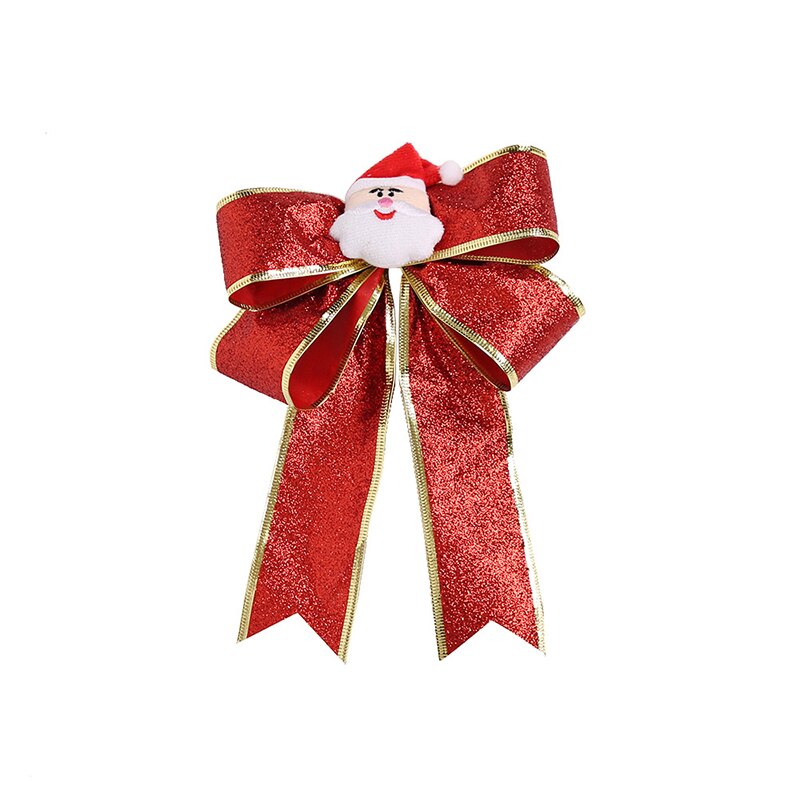 21cm jul rosett tecknad santa älg band rosett guld silver röda rosetter för hantverk julgran prydnader år leveranser