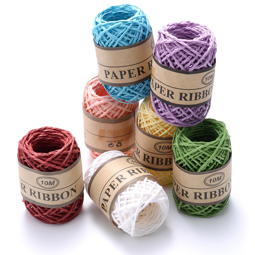 10 meter/rulle raffia papirreb blomsteremballage materiale gør-det-selv håndværk maleri fest bryllup dekoration tilbehør