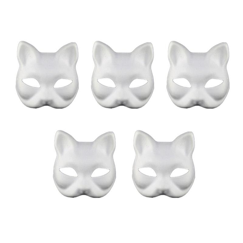 5/9Pcs Diy Handgeschilderde Masker Milieuvriendelijke Pulp Leeg Masker Overschilderbaar Gezicht Cover Voor Kleuterschool Dans Festival partij Voeren: style2 5pcs
