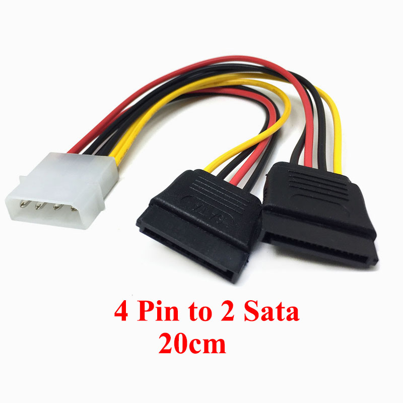 Cable de extensión de fuente de alimentación HDD de 4 pines IDE Molex a Dual SATA de 15 pines ATA SATA Y divisor conector de Cable adaptador de disco duro Dual: Naranja