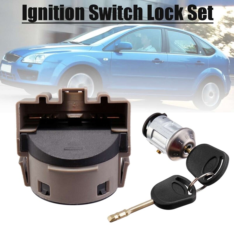 Interruptor de arranque de coche, cilindro de bloqueo con 2 llaves para Ford Focus MK1 Transit Connect 1998 1022184 1677531