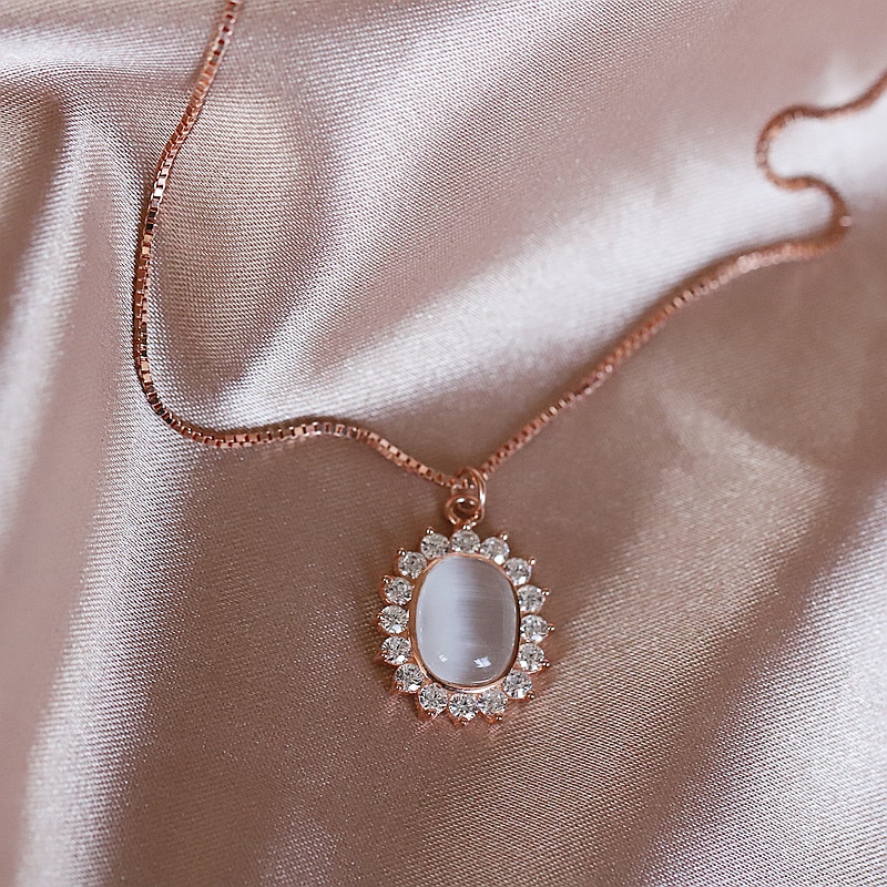 Opal sten zirkon belagt guld halskæder choker vintage kæde vedhæng halskæde til kvinder