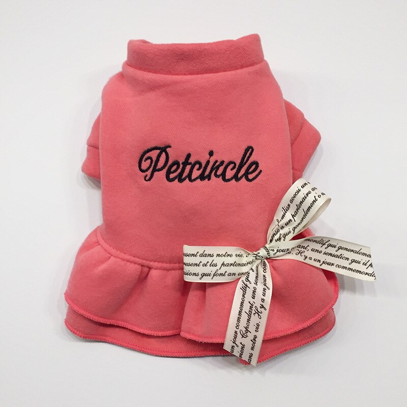 Hond Jurken Pet Bow-Knoop Katoen Sweater Jurk Herfst Winter Kerst Rok Prinses Stijl Pommeren Bichon Puppy Hond Jurk: Pink / L