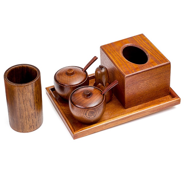 Wooden Condiment Container Seasoning Box Set Condiment Canisters Pots with Wooden Spoon Lid and Base,Secure Durable Organization: SetA