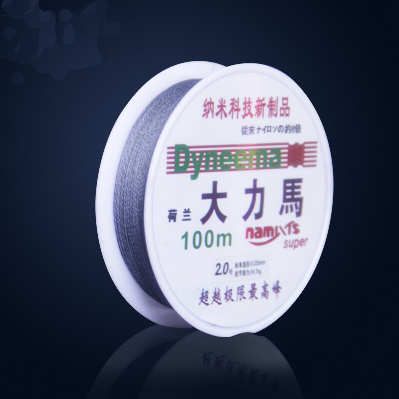 100 M Dyneema Fishing Line Gray 4 Strands Super Strong Braided Line Multifilament Anti-Bite 10LB-88LB